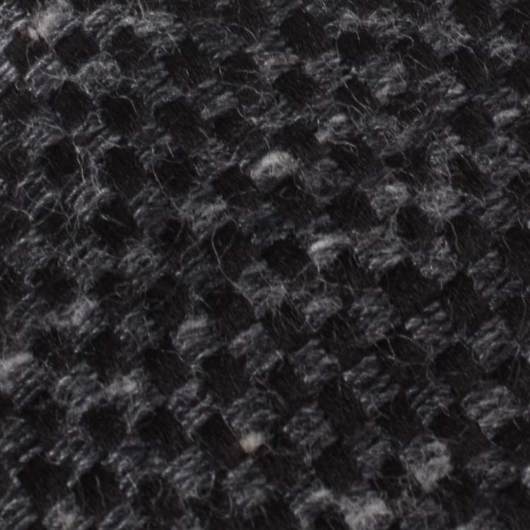 Pre Owned Chanel Black Tweed Reversible Skinny Silk Tie