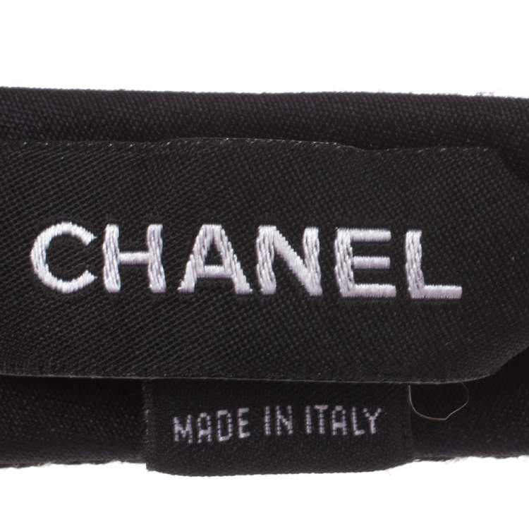 Pre Owned Chanel Black Tweed Reversible Skinny Silk Tie