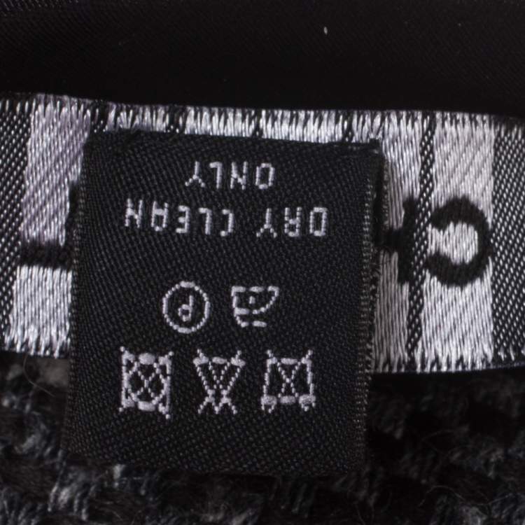 Pre Owned Chanel Black Tweed Reversible Skinny Silk Tie