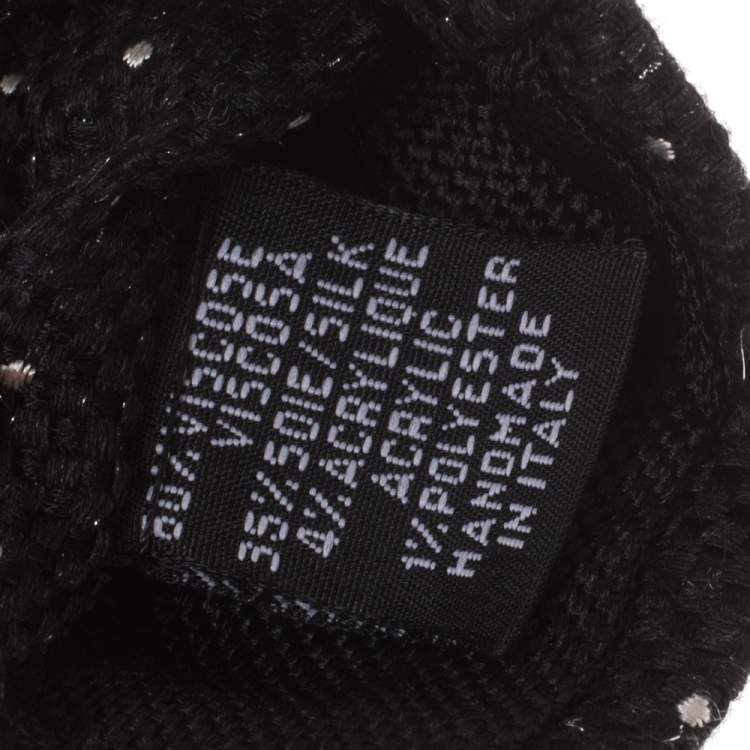 Pre Owned Chanel Black Dot Lurex Textured Skinny Silk Tie