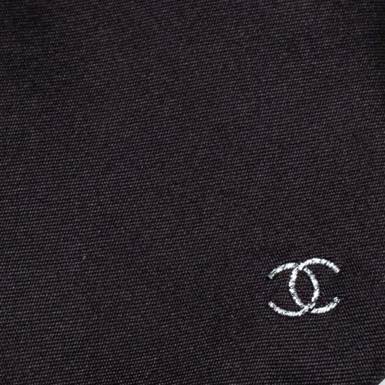 Chanel Black Logo Detail Skinny Silk Tie Chanel