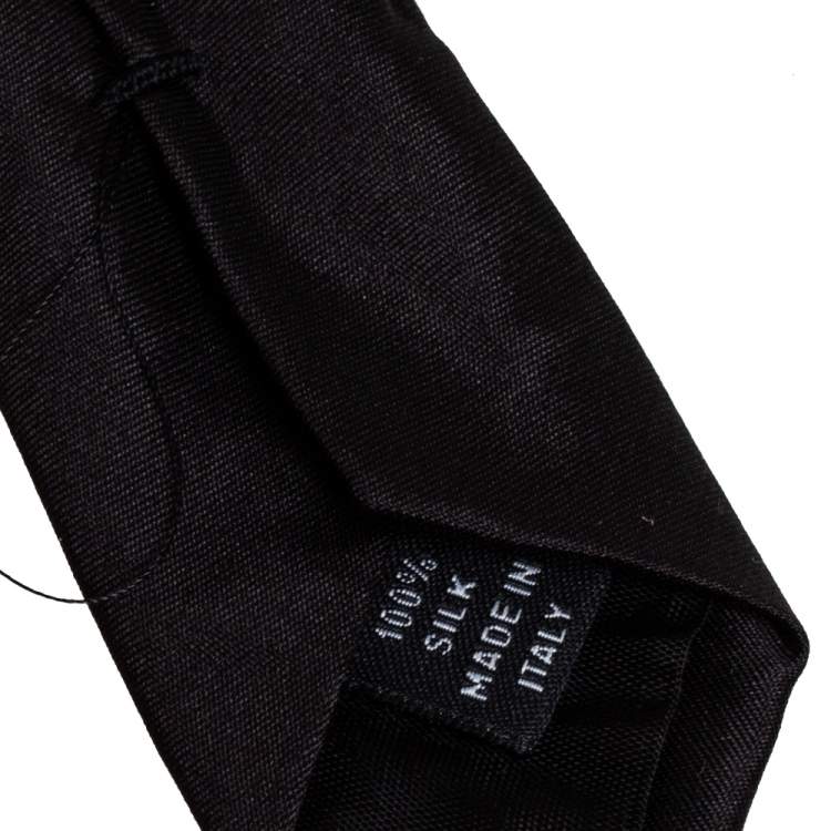 Pre Owned Chanel Black Logo Detail Skinny Silk Tie