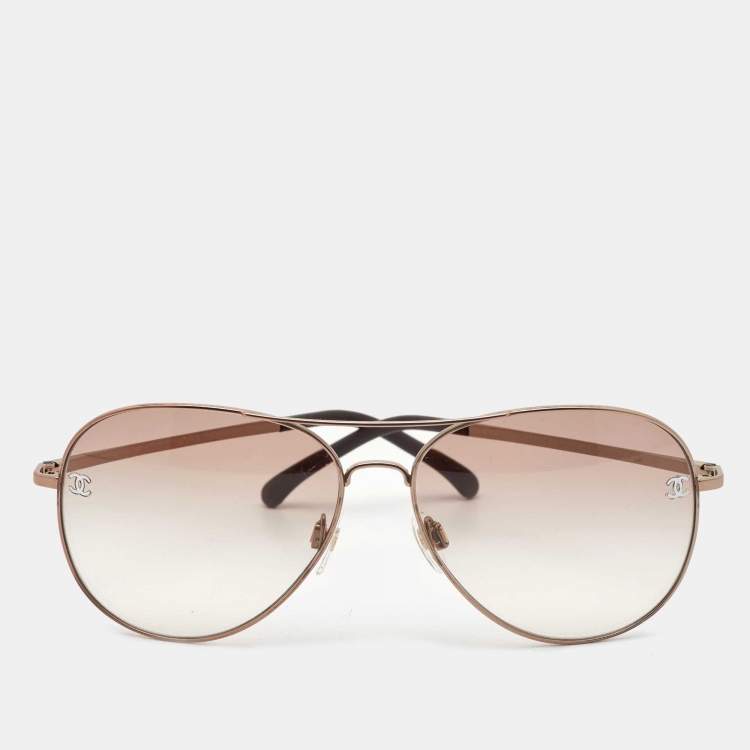 Chanel Gold/Beige Gradient 4189 -T-Q Aviator Sunglasses Chanel | The Luxury  Closet