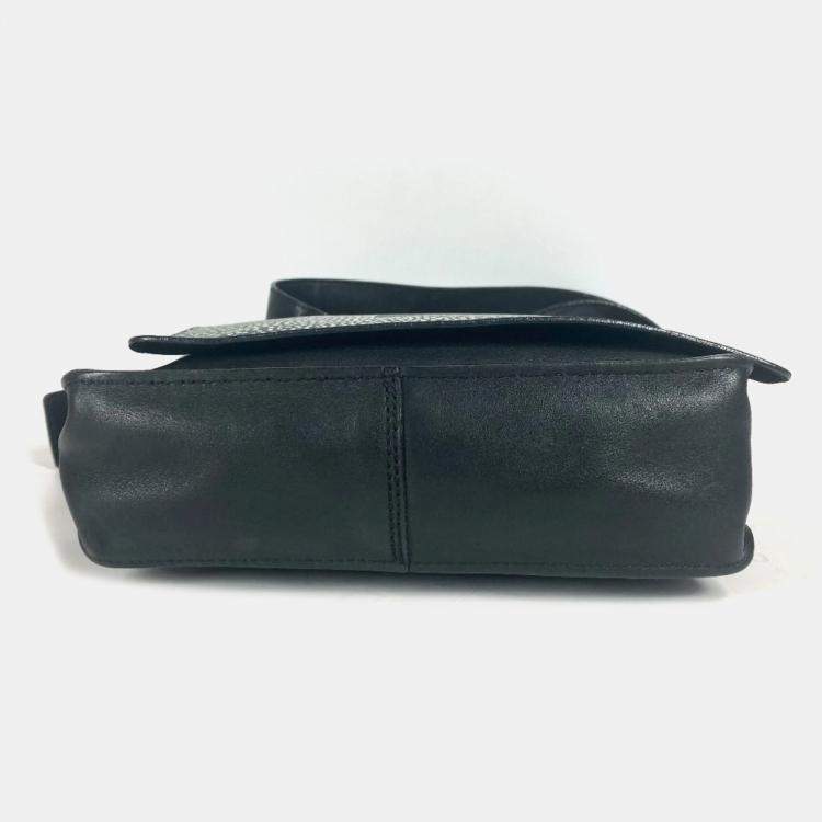 Pre Owned  Chanel Leather Black CC  Flap Crossbody Shoulder Bag