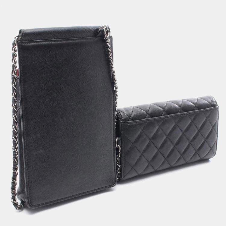 Pre Owned Chanel Matelasse CC Mini Black Leather Waiter Shoulder Bag