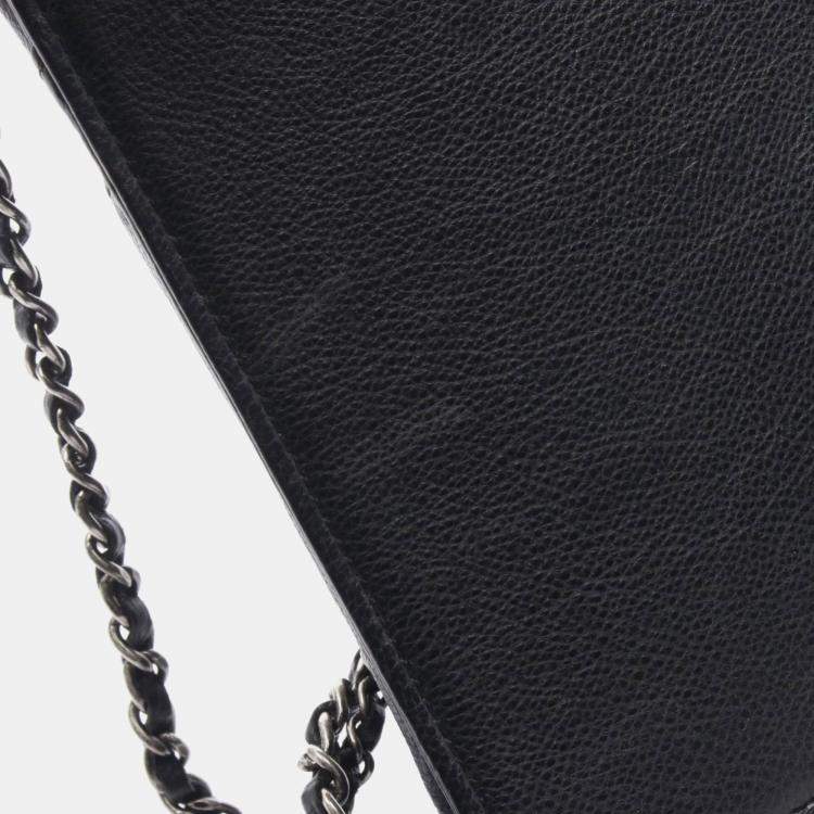 Pre Owned Chanel Matelasse CC Mini Black Leather Waiter Shoulder Bag