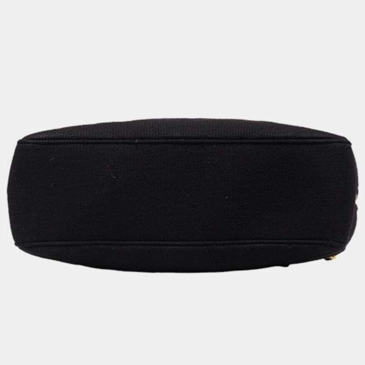 Pre Owned Chanel Black Jersey CC Chevron Pocket Camera Bag