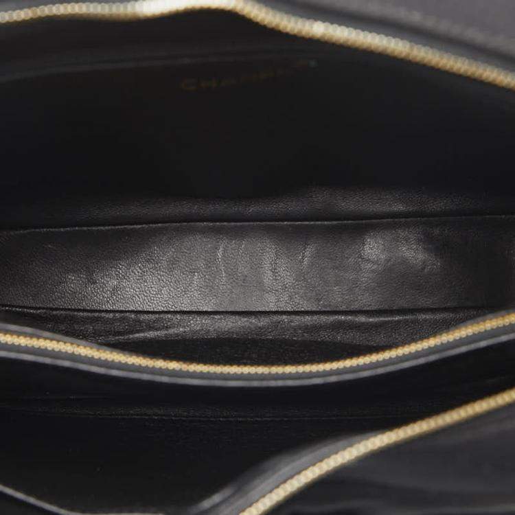 Pre Owned Chanel Black Jersey CC Chevron Pocket Camera Bag