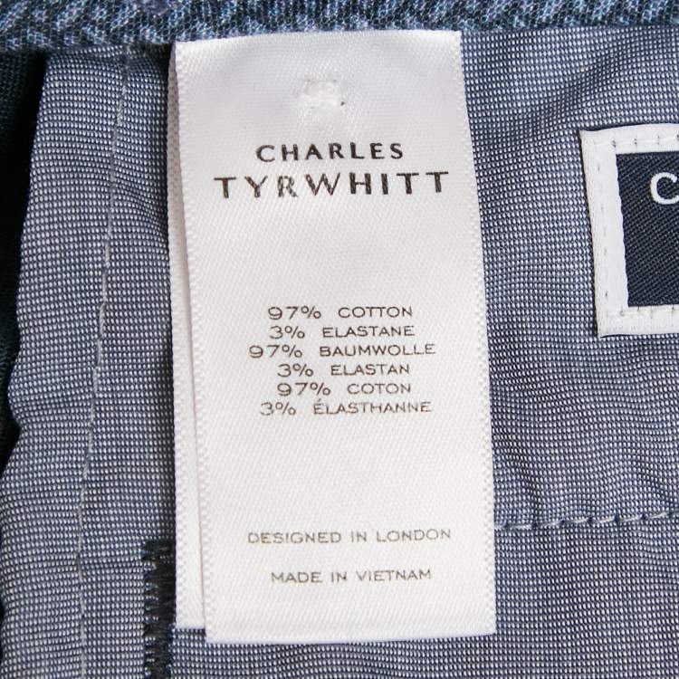 Pre Owned Charles Tyrwhitt Navy Blue Gabardine Cotton Slim Fit Tailored Trousers M
