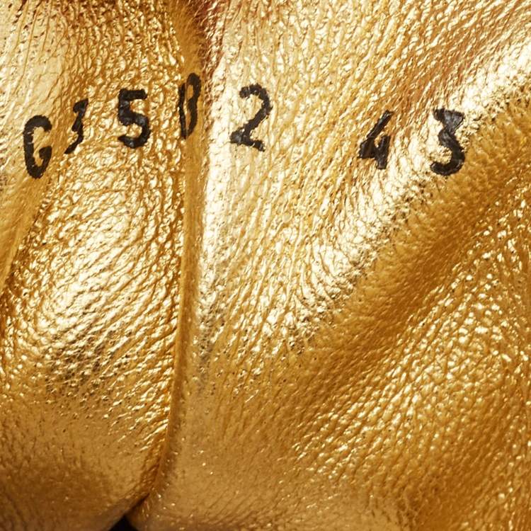 Pre Owned Chanel Gold Croc Embossed Leather High Top Sneakers Size 43