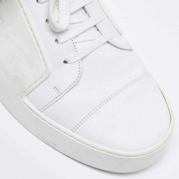 Pre Owned Chanel  White Rubber and Leather CC Trainer Low Top Sneakers Size 44