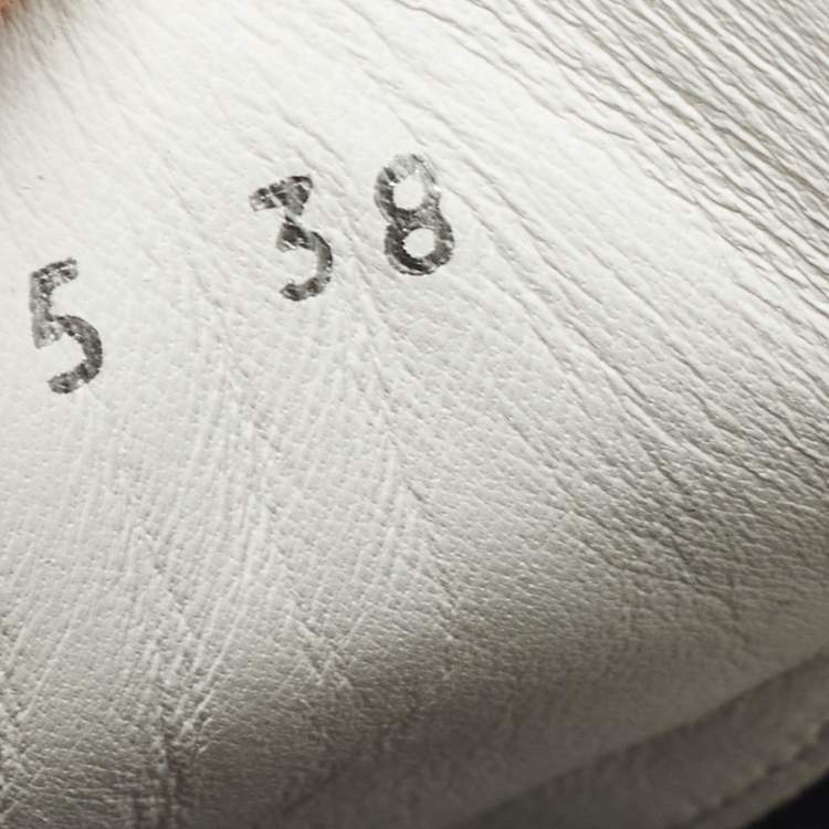 Pre Owned Chanel Black Leather Logo Lace Up CC Sneakers Size 38