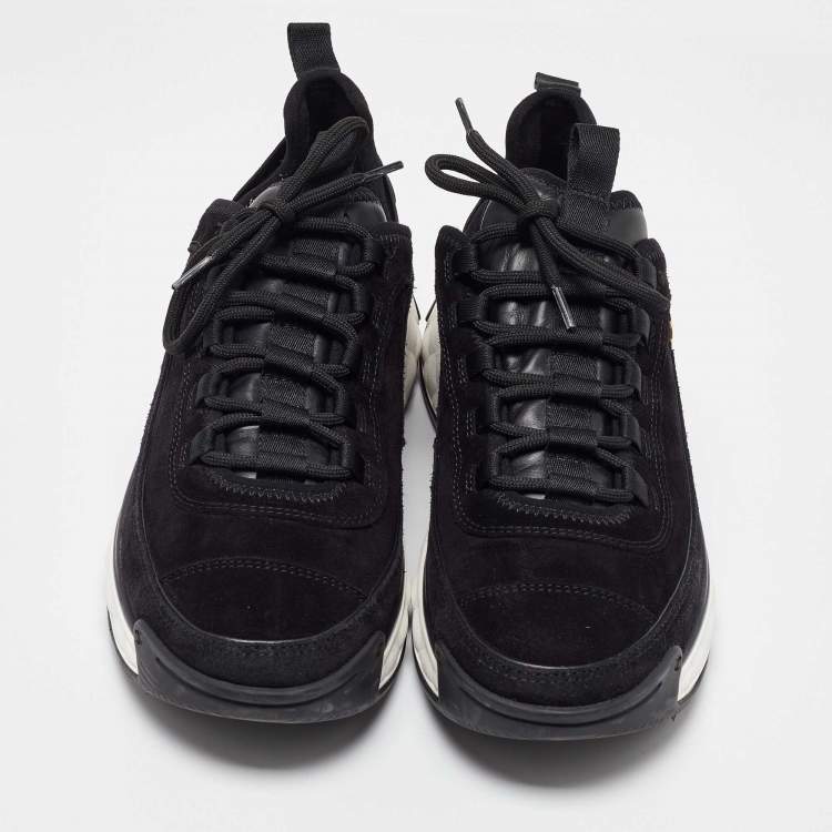 Pre Owned Chanel Black Suede CC Low Top Sneakers Size 42