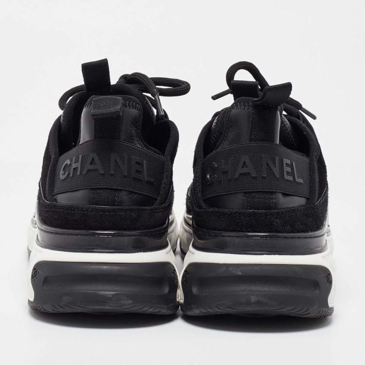 Pre Owned Chanel Black Suede CC Low Top Sneakers Size 42