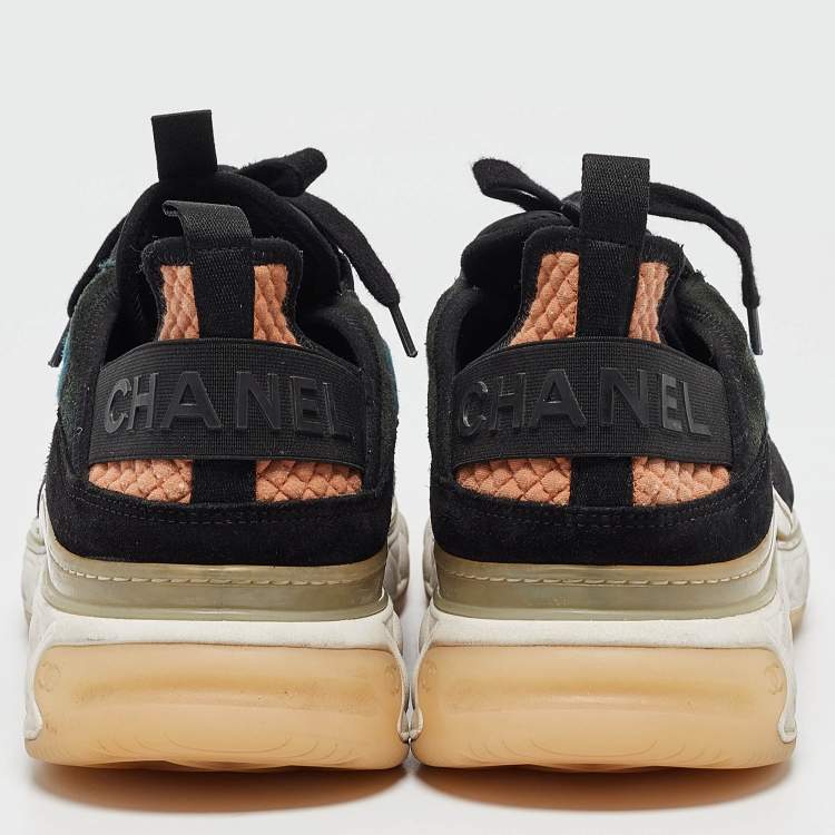 Pre Owned Chanel Multicolor Fabric And Suede Lace Up Sneakers Size 46