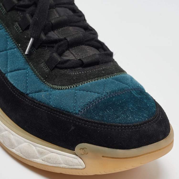 Pre Owned Chanel Multicolor Fabric And Suede Lace Up Sneakers Size 46