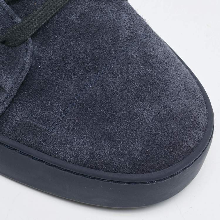 Pre Owned Chanel Navy Blue Rubber and Suede High-Top Sneakers Size 46