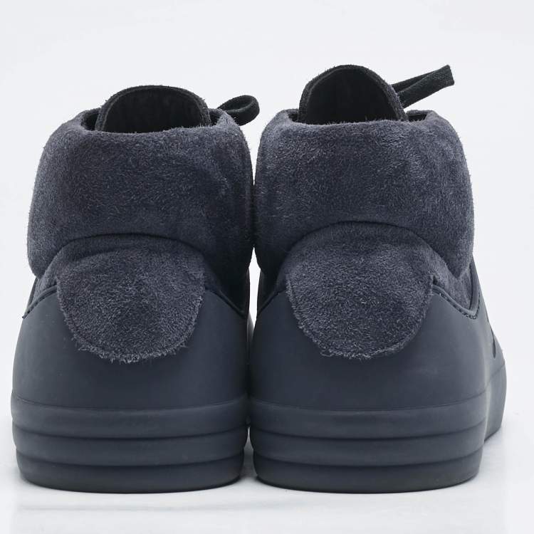 Pre Owned Chanel Navy Blue Rubber and Suede High-Top Sneakers Size 46