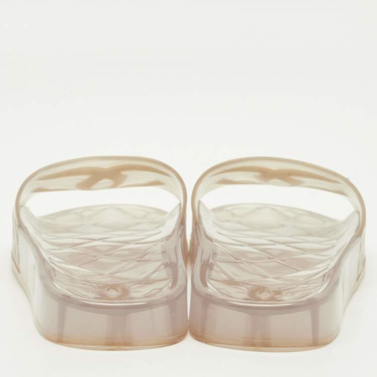 Pre Owned Chanel CC Size 40 Transparent Jelly Flat Slide