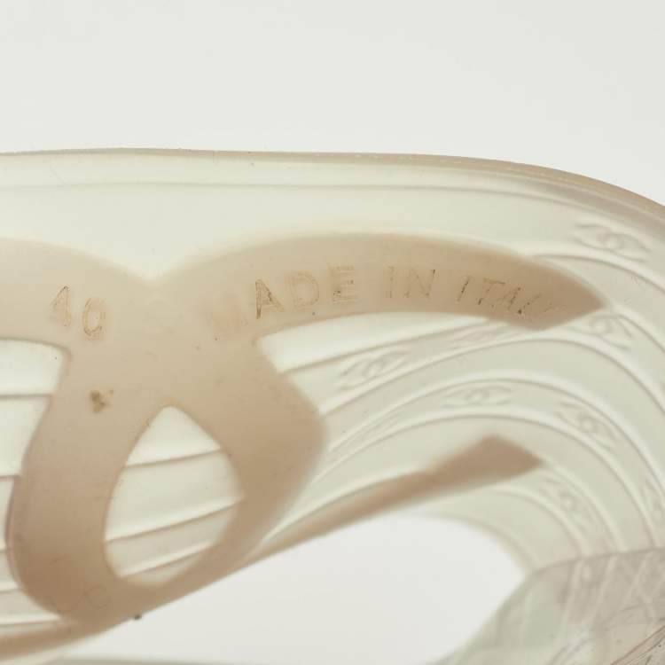 Pre Owned Chanel CC Size 40 Transparent Jelly Flat Slide