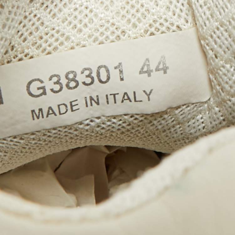 Pre Owned Chanel CC Size 44 Tricolor Canvas and Suede Lace Up Sneakers