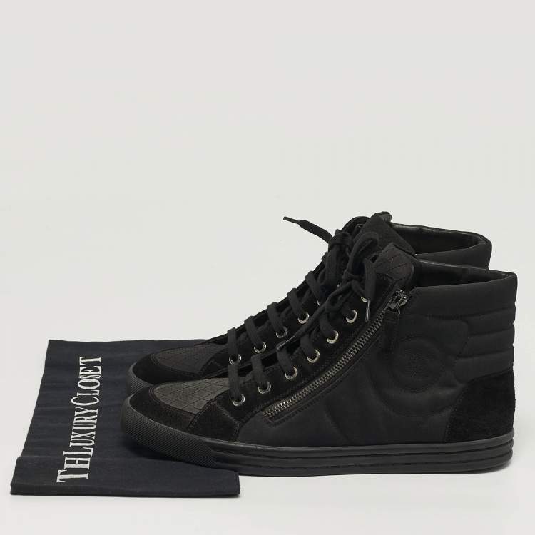 مملوكة مسبقًا حذاء رياضي شانيل سي سي كانفاس وجلد سويدي بلونين مقاس 41مرتفع من أعلى 