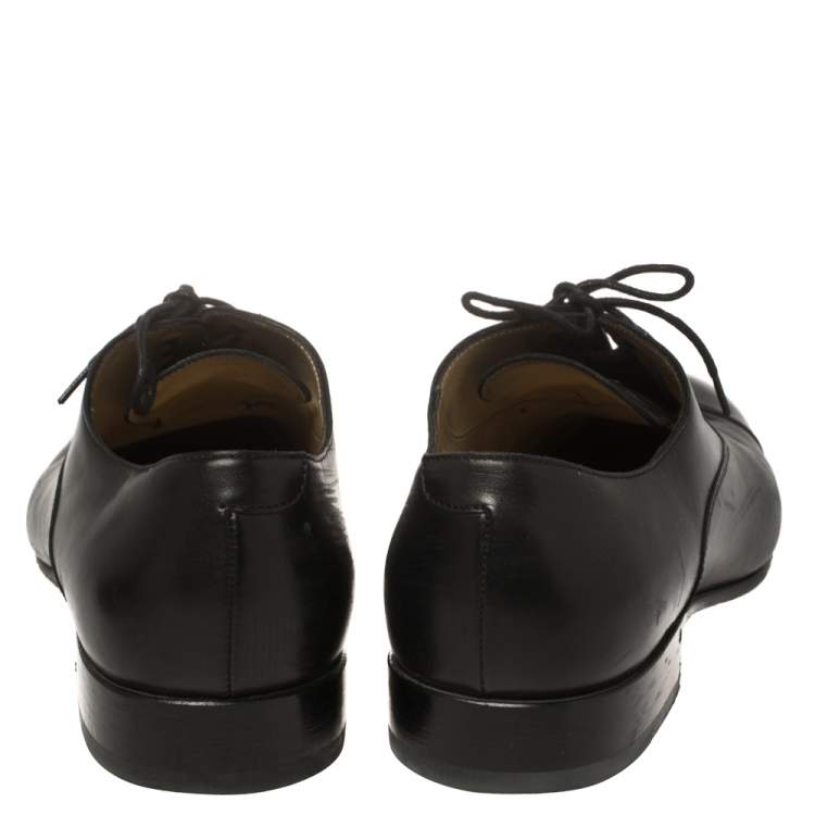Pre Owned Chanel Uniform Black Leather Lace Up Oxford Size 43