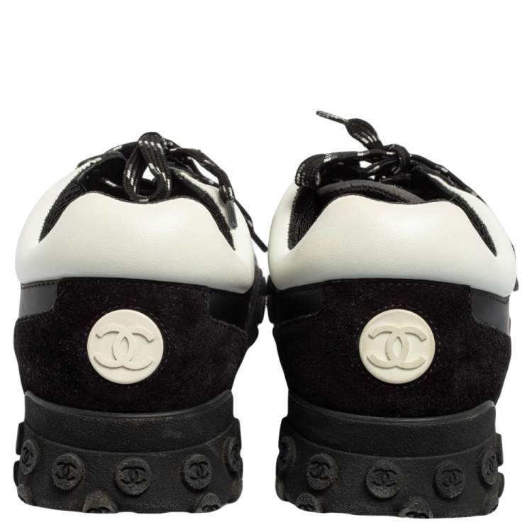 Pre Owned Chanel Black/Grey Nylon, Suede and Leather CC Low-Top Sneakers Size 41
