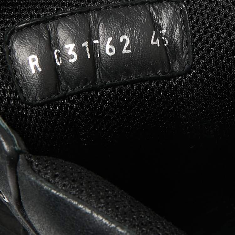 Pre Owned Chanel Black Leather And Mesh CC High Top Sneakers Size 43