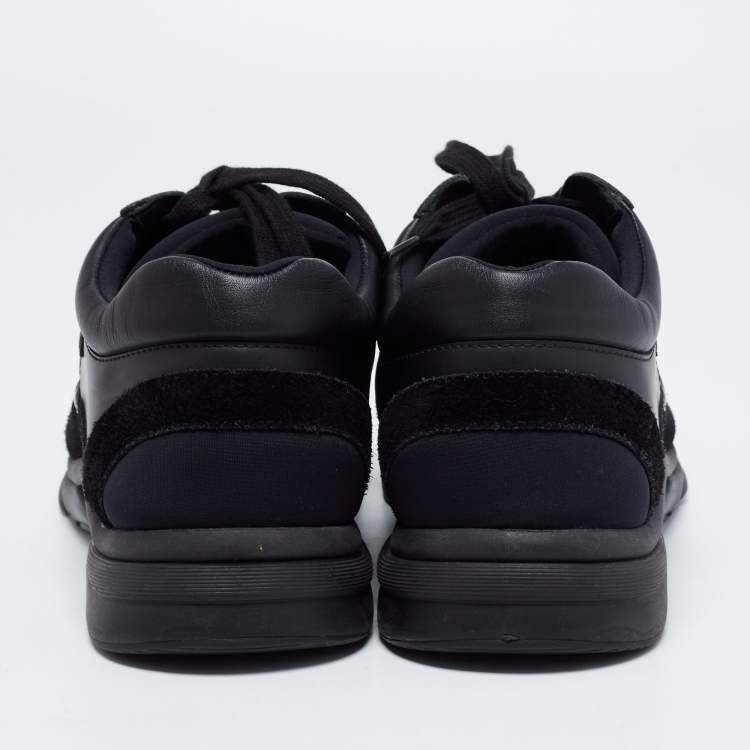 Pre Owned Chanel Black Suede And Fabric CC Low Top Sneakers Size 45