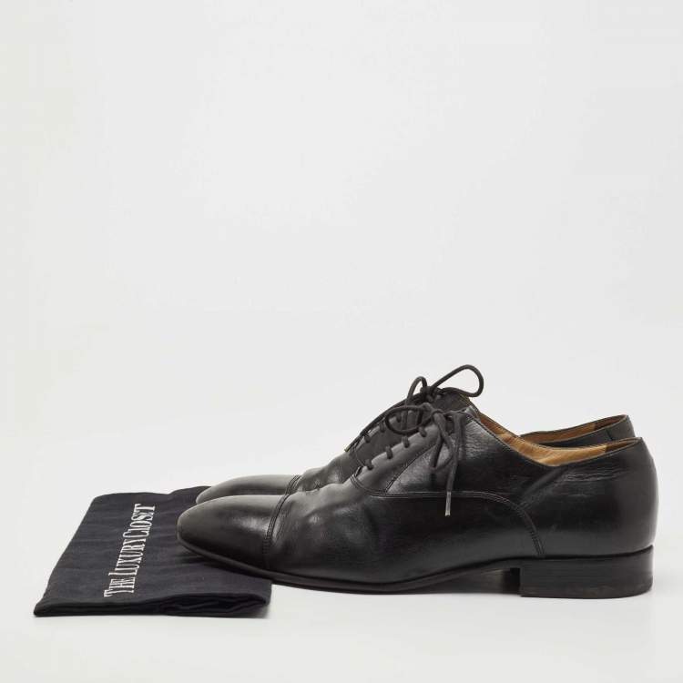 Pre Owned  Chanel Black Leather Lace Up Oxfords Size 44