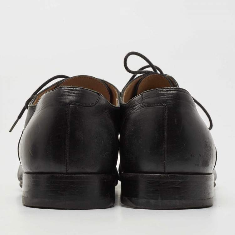Pre Owned  Chanel Black Leather Lace Up Oxfords Size 44