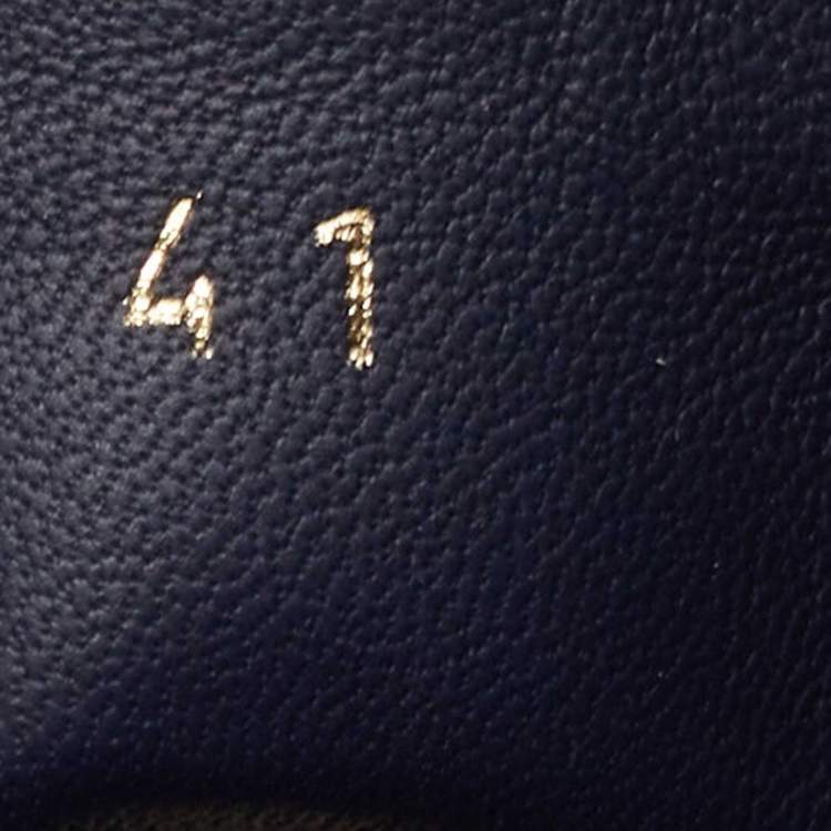 Pre Owned Chanel Navy Blue/Black Canvas and Leather CC High Top Sneakers Size 41