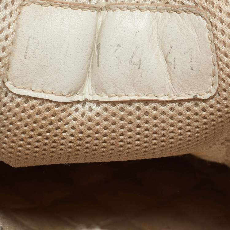 Pre Owned Chanel White/Grey Canvas and Gold CC Low  Top Sneakers Size 41