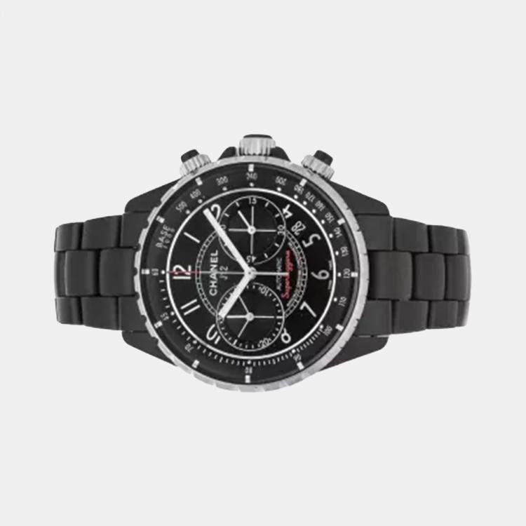 Pre Owned Chanel Black Ceramic J12 H3409 Automatic Men's Wristwatch 41 mm