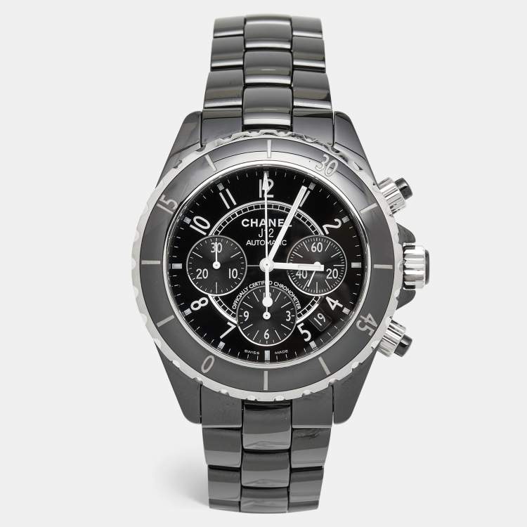 Chanel Black Ceramic Stainless Steel J12 H0940 Men's Wristwatch 41