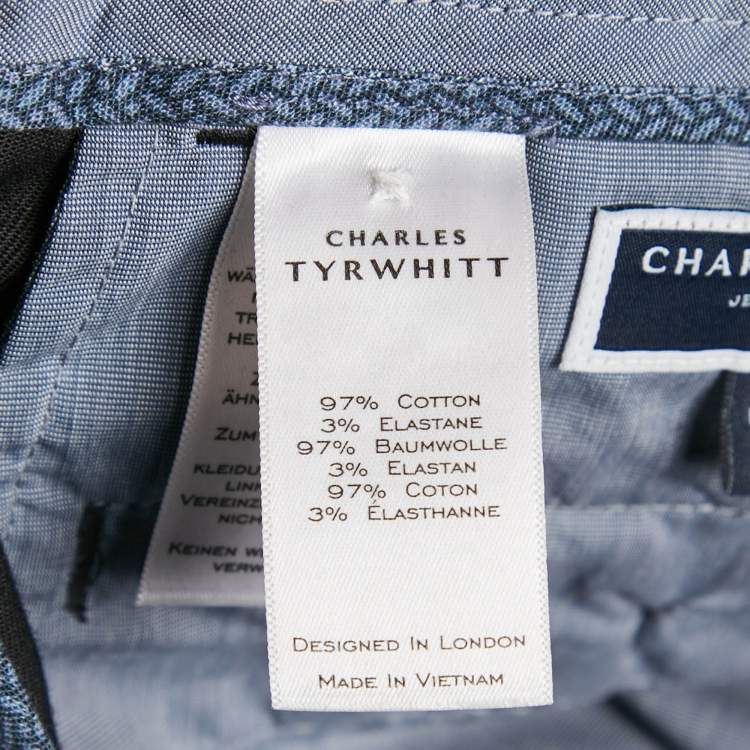 Pre Owned Charles Tyrwhitt Black Gabardine Extra Slim Fit Trousers S