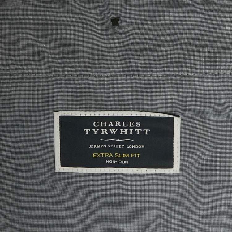 Pre Owned Charles Tyrwhitt Dark Grey Gabardine Cotton Extra Slim Trousers S