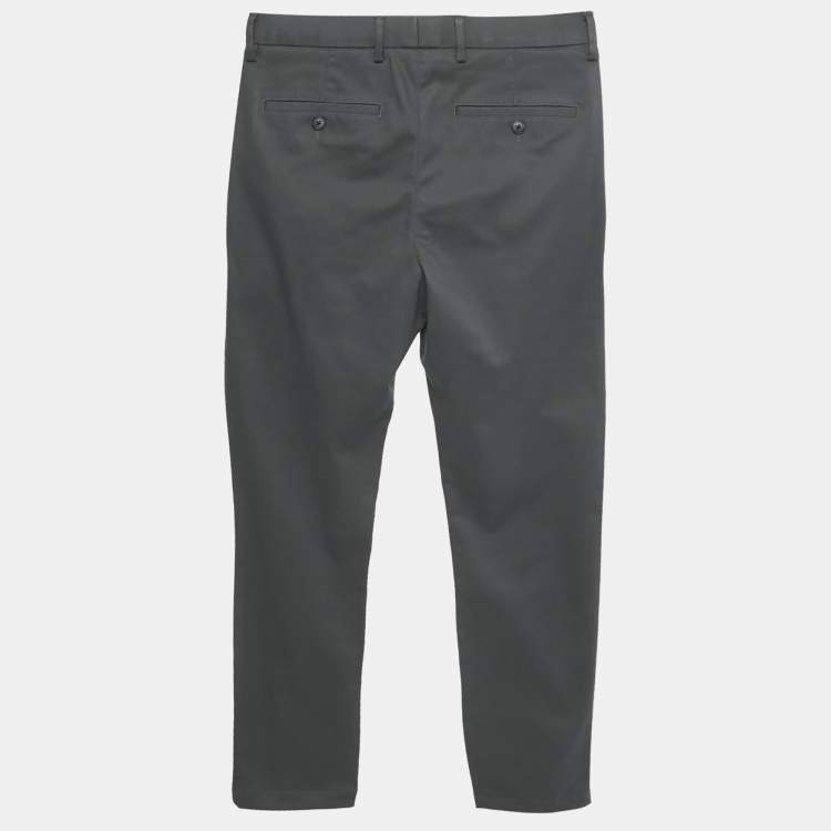 Pre Owned Charles Tyrwhitt Dark Grey Gabardine Cotton Extra Slim Trousers S