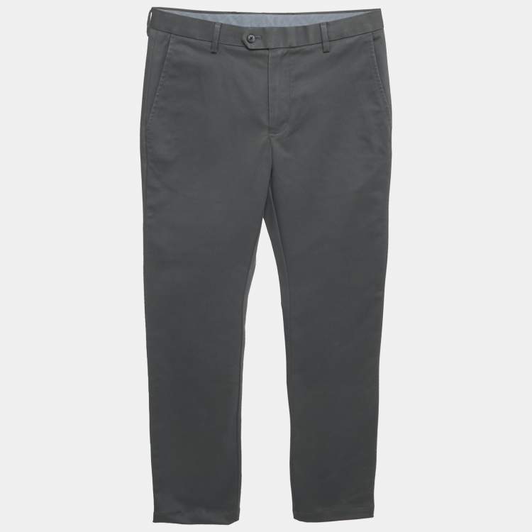 Pre Owned Charles Tyrwhitt Dark Grey Gabardine Cotton Extra Slim Trousers S