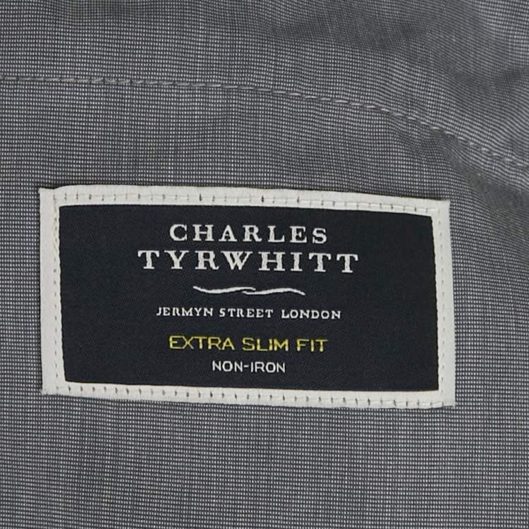 Pre Owned Charles Tyrwhitt Dark Beige Cotton Gabardine Extra Slim Fit Trousers S