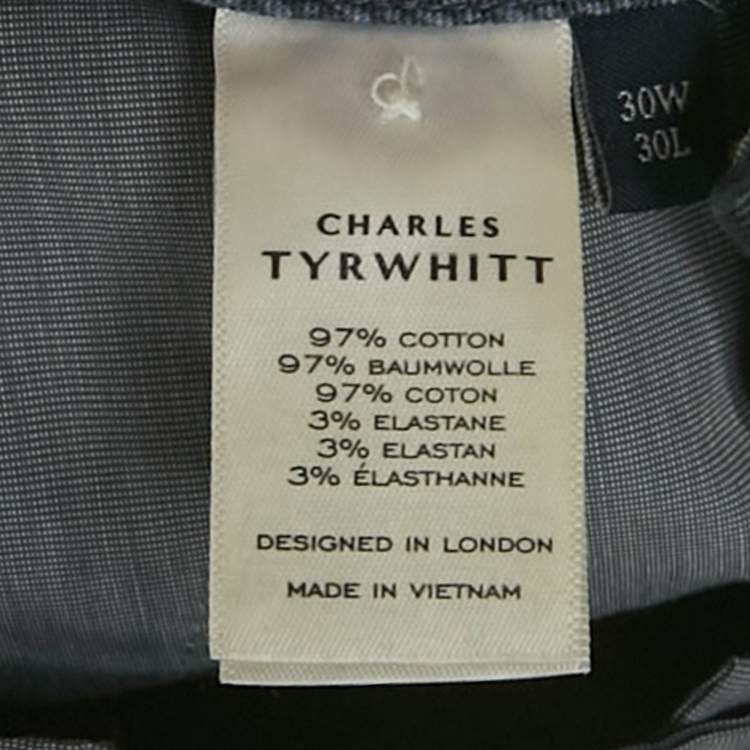 Pre Owned Charles Tyrwhitt Navy Blue Gabardine Formals Trousers S