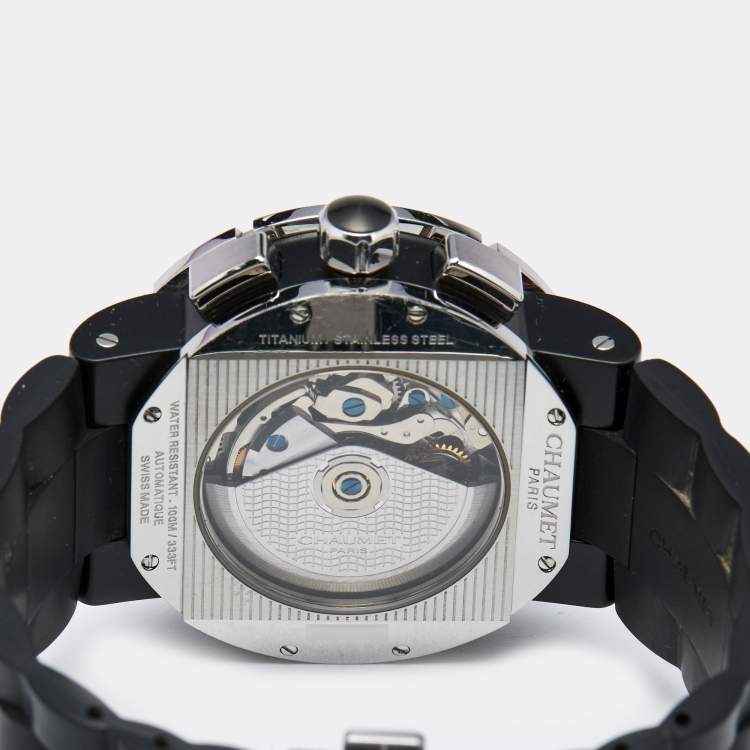 Pre Owned Chaumet Black PVD Coated Titanium Stainless Steel Rubber Class One W17291-45B Men's Wristwatch 45 mm 