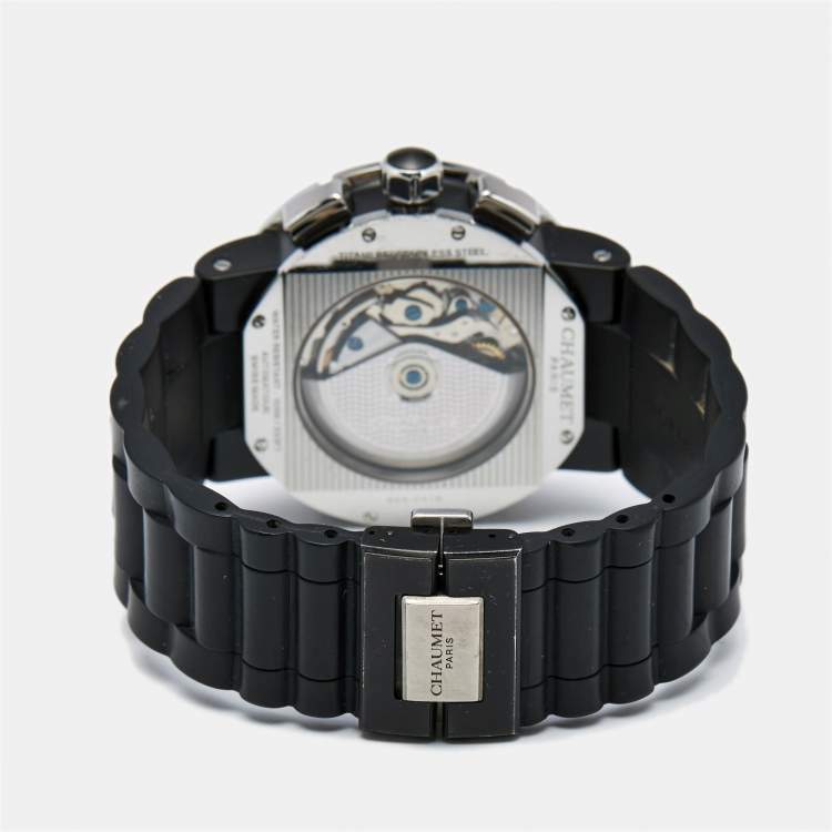 Pre Owned Chaumet Black PVD Coated Titanium Stainless Steel Rubber Class One W17291-45B Men's Wristwatch 45 mm 
