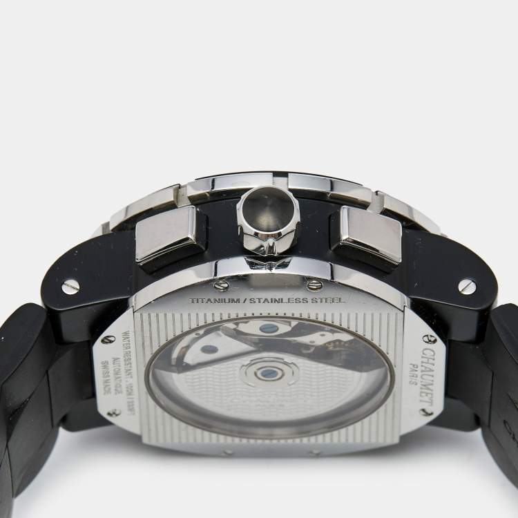Pre Owned Chaumet Black PVD Coated Titanium Stainless Steel Rubber Class One W17291-45B Men's Wristwatch 45 mm 