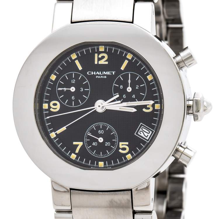 Pre Owned Chaumet Black Stainless Steel Style De Chaumet Men's Wristwatch 40 mm