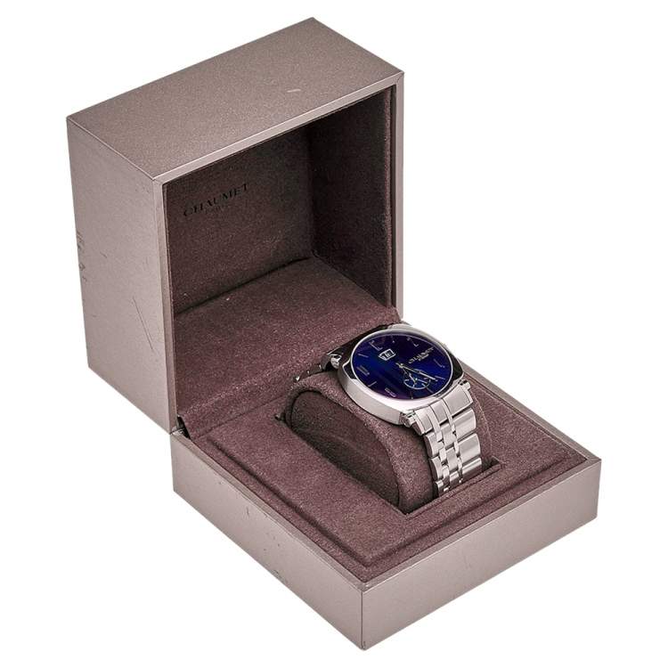 Pre Owned Chaumet Blue Stainless Steel Dandy Big Date W11680-47C Men's Wristwatch 39 mm