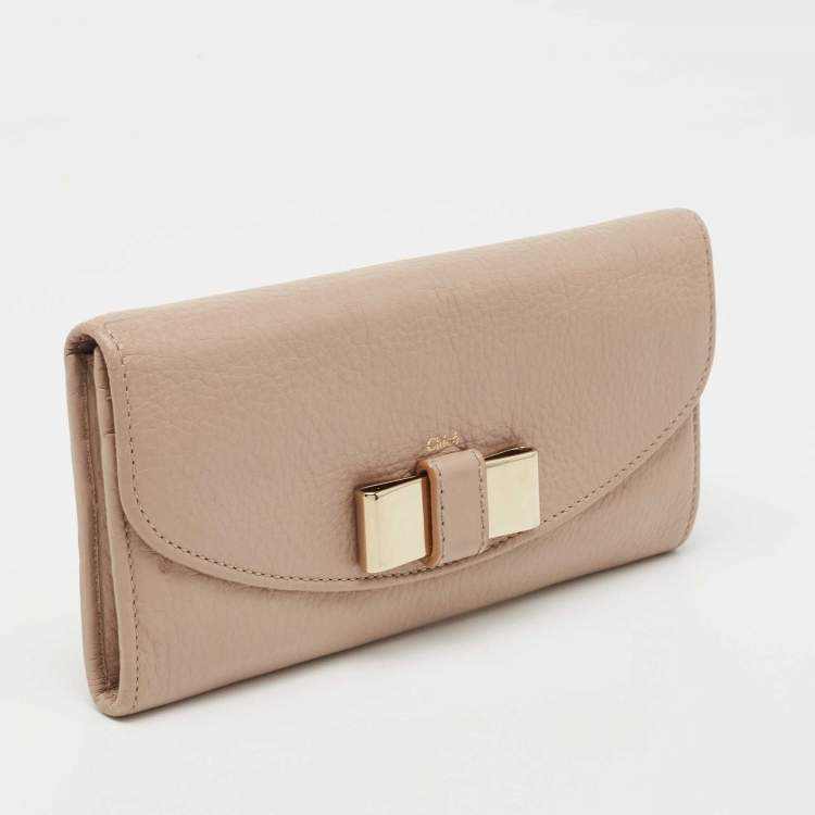 Pre Owned Chloe Beige Leather Lily Continental Wallet