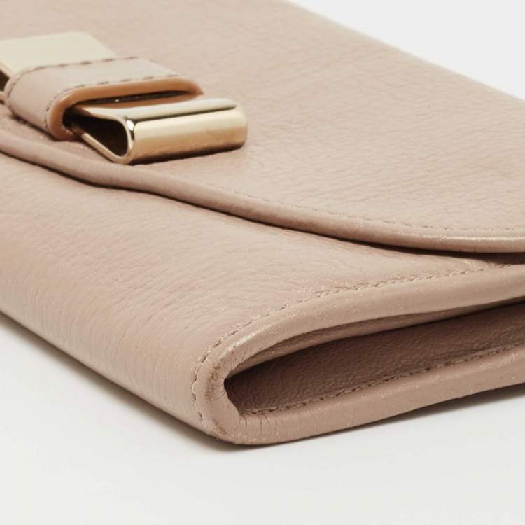 Pre Owned Chloe Beige Leather Lily Continental Wallet