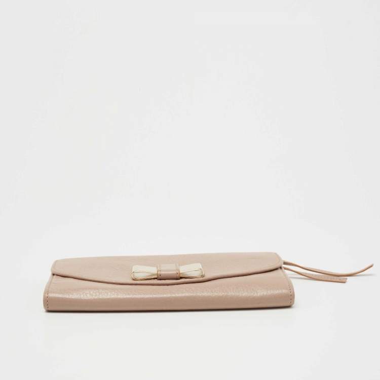 Pre Owned Chloe Beige Leather Lily Continental Wallet